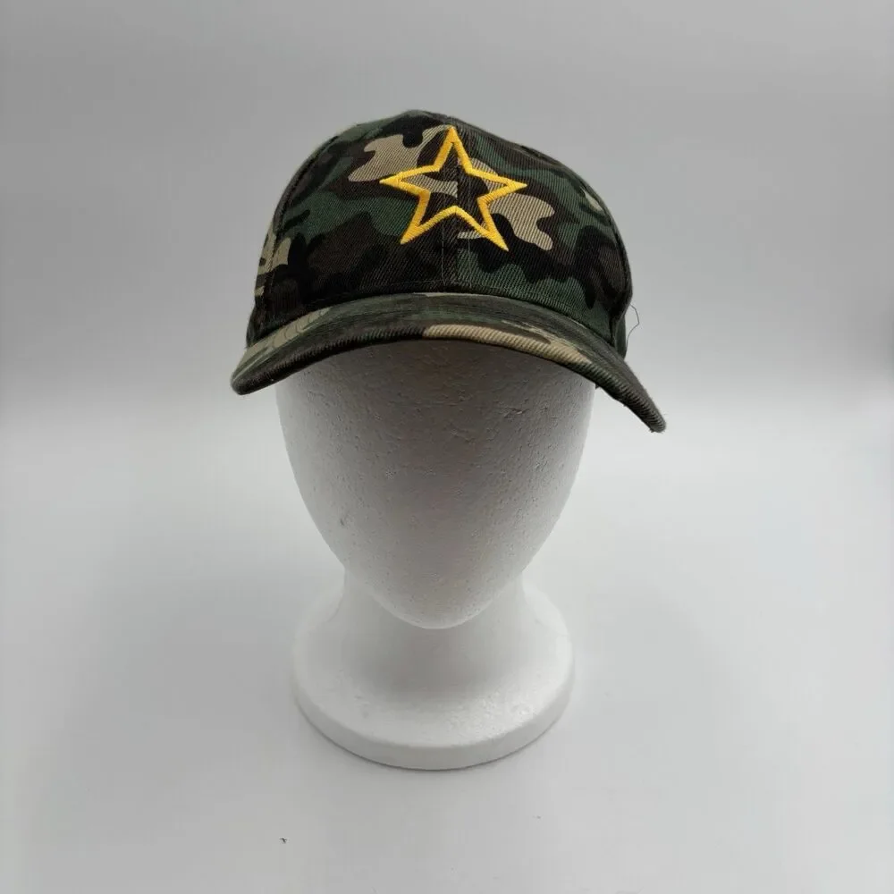 Camo Baseball Cap Gold Star Embroidered Adjustable Hunting Military Style Ha